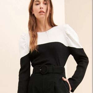 Black and White Puff Sleeve Top